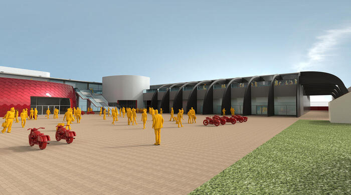 Moto Guzzi presents the unique futuristic project for its new factory and museum in Mandello