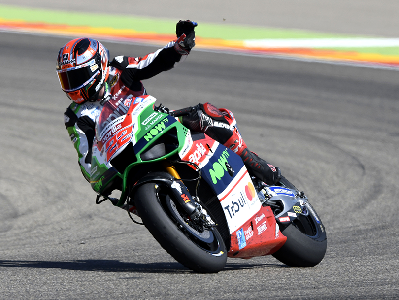 Aleix Espargaro’ porta l’Aprilia al sesto posto ad Aragon, vicino come mai ai primi.